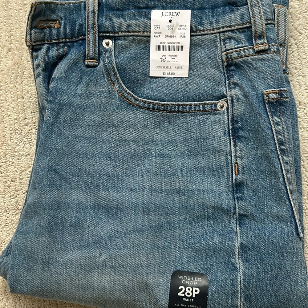 J. Crew Wide Leg Cropped (Petite) Denim